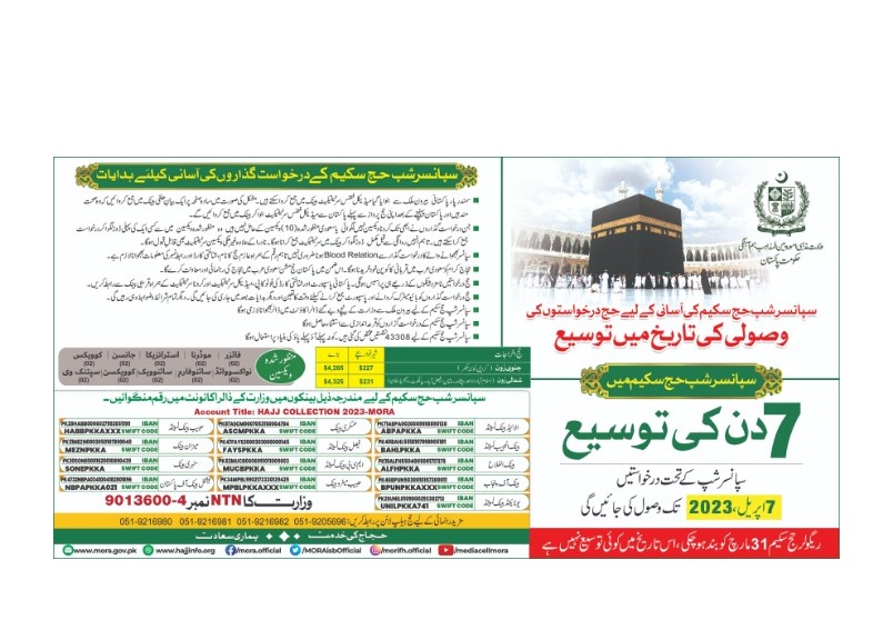 Publicity of Sponsorship Scheme of Hajj for Overseas Pakistanis.