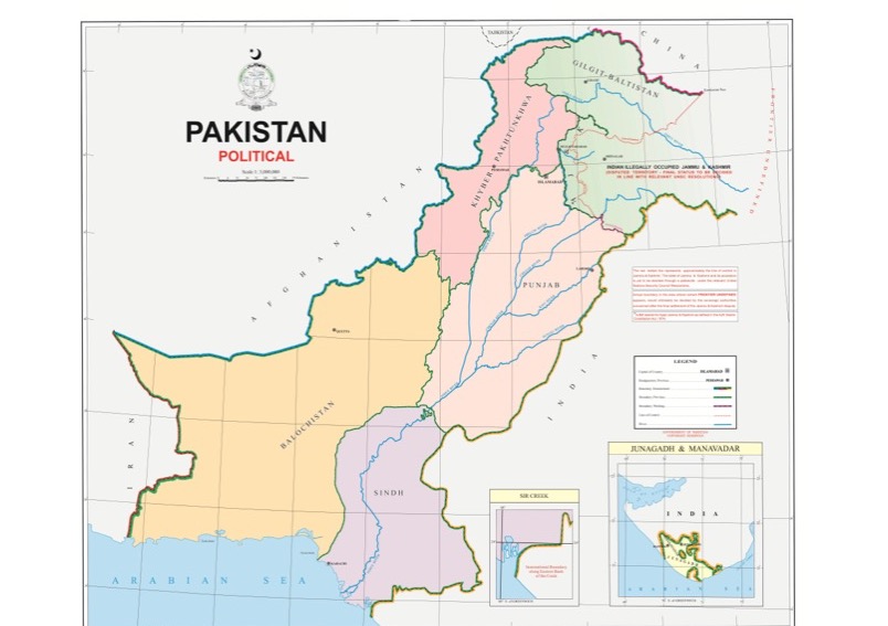 Political Map of Pakistan as released on 4th August 2020